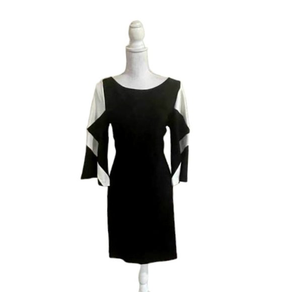 Boston Proper Travel Collection Color Block Flare Sleeves Career Midi Dr… - Picture 1 of 15
